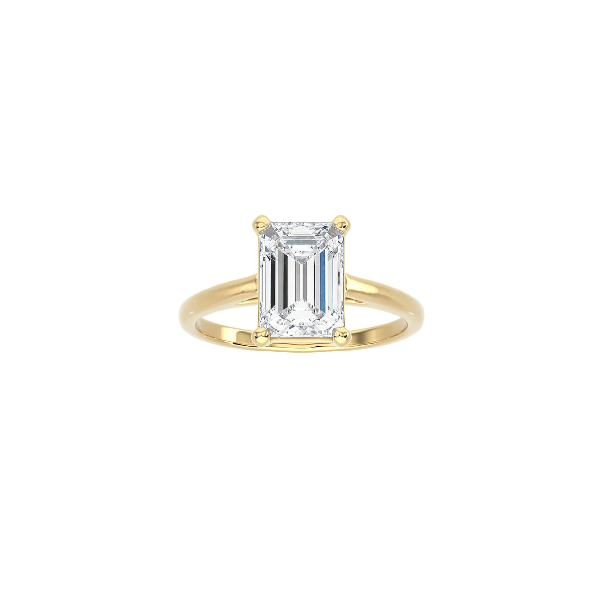 Emerald Cut Cathedral Setting Ring YG