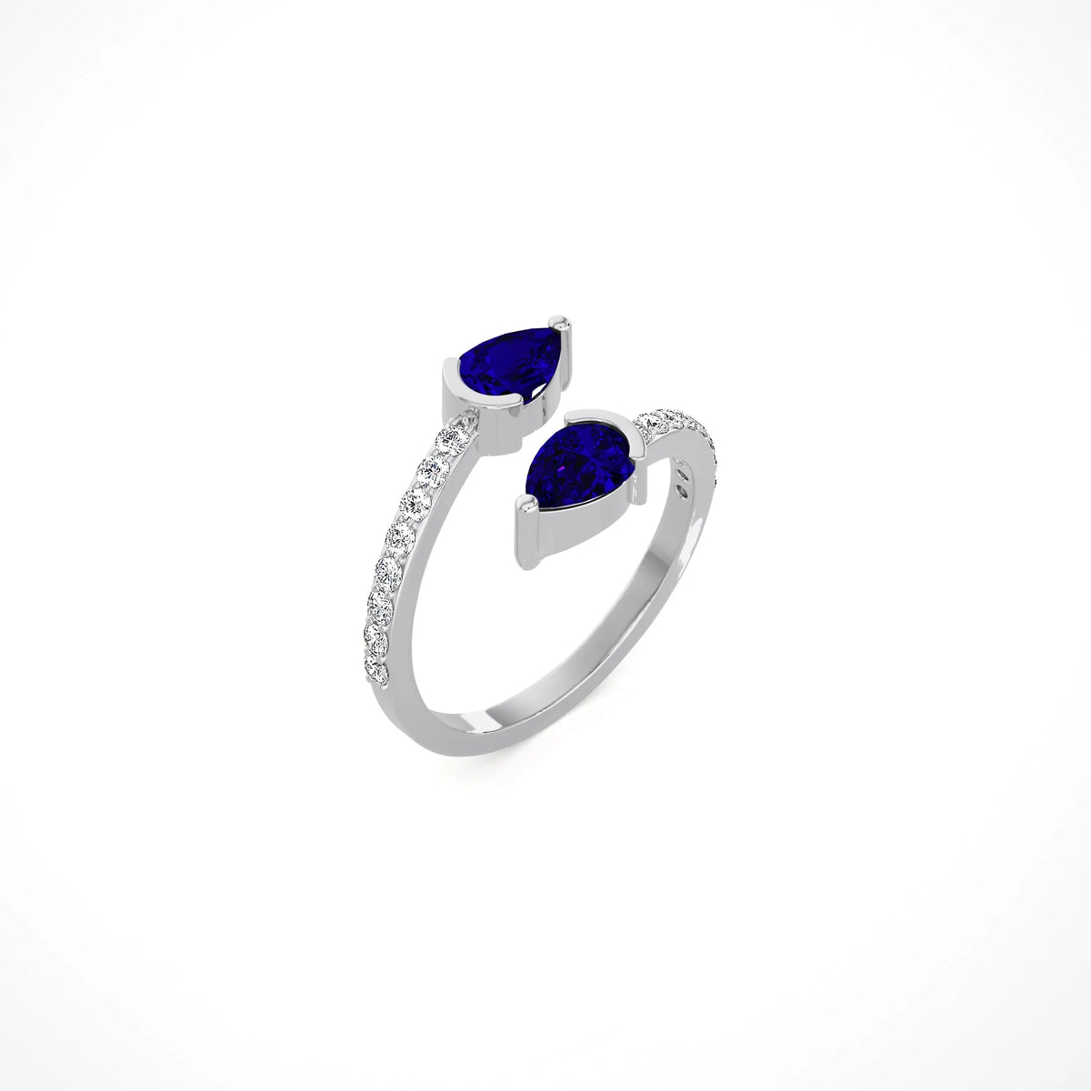 Sapphire Pear Duo Cuff Ring