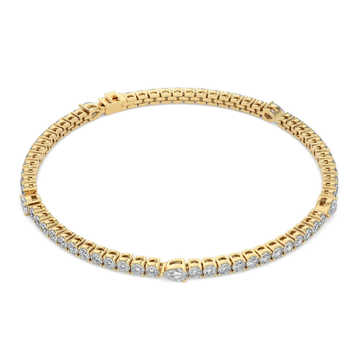 Round and Pear Cut Tennis Bracelet