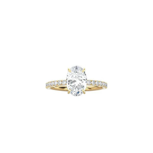 Classic Oval Cut 4 Prong Ring with Pavé Band YG