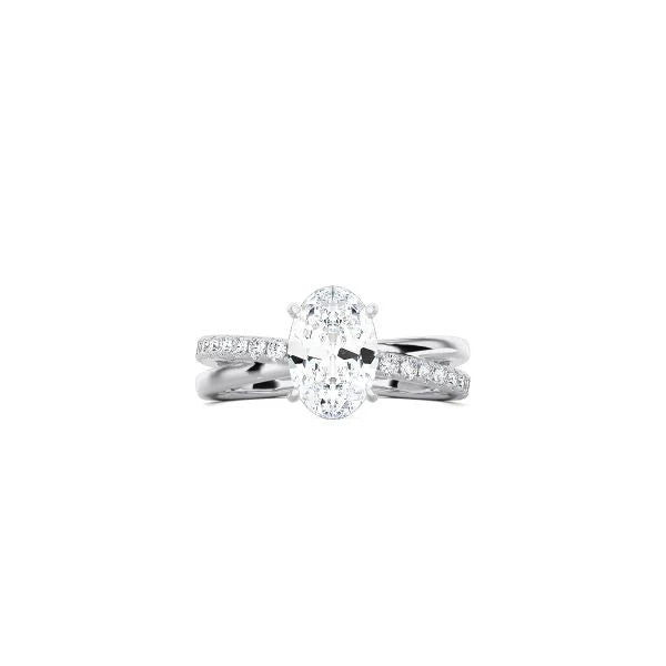 Oval Cut Diamond and Gold Cross Band WG