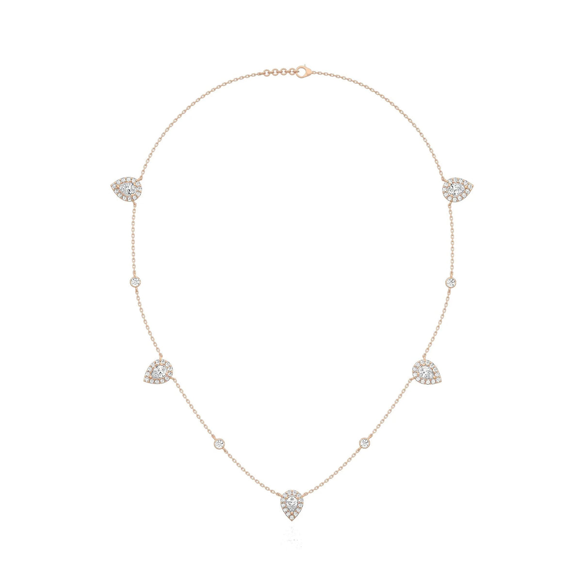 5 Pear Halo Necklace