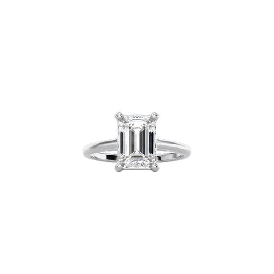 Emerald Cut Cathedral Setting Ring WG