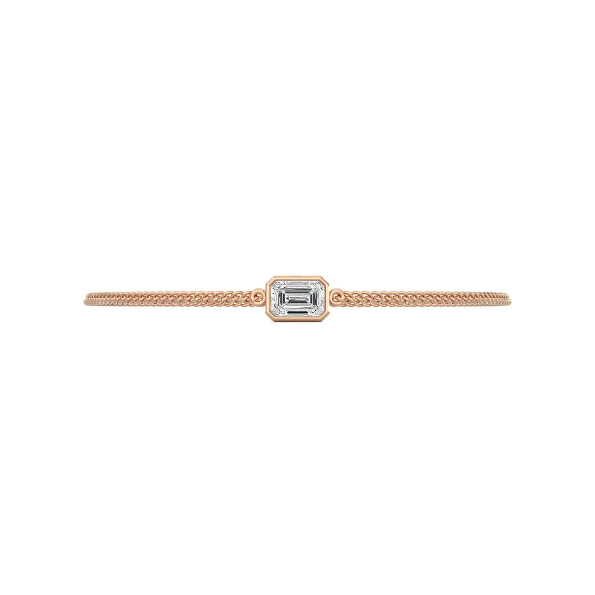 Unisex Emerald Cut Cuban Chain Bracelet