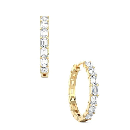 Emerald Cut Half Hoop Earrings