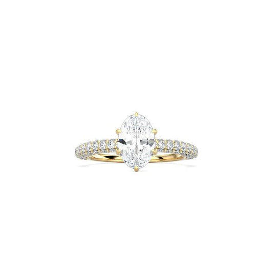 Oval Cut Triple Row Pavé Band YG