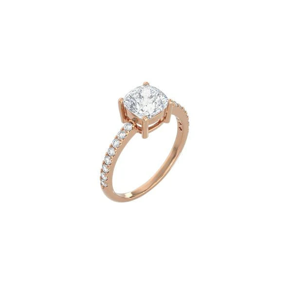 Cushion Cut Contemporary Four Prong Setting with pave band RG