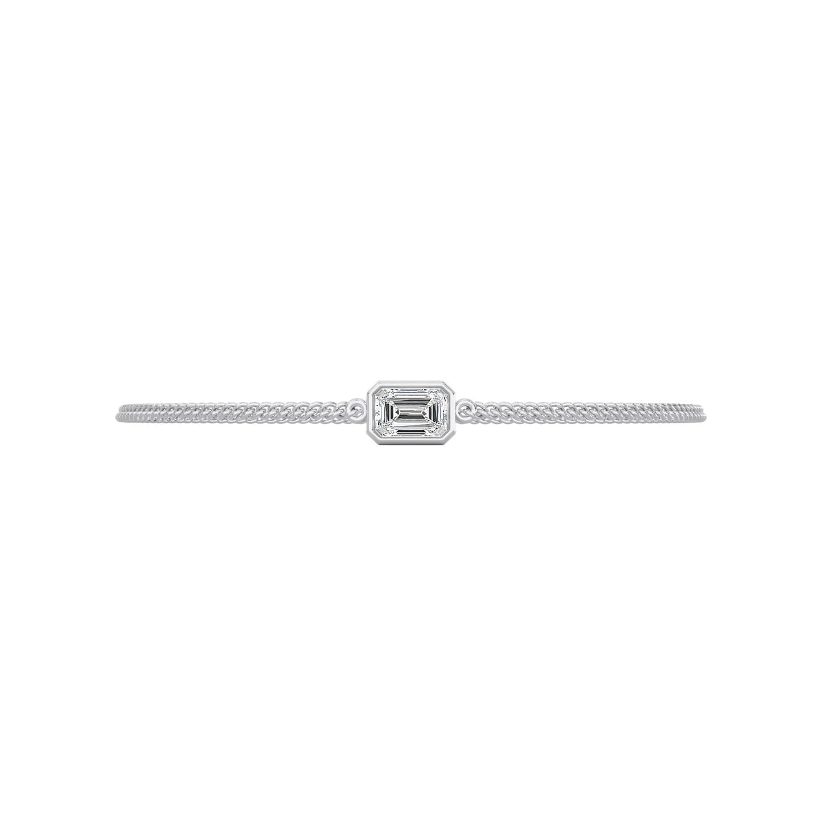 Unisex Emerald Cut Cuban Chain Bracelet