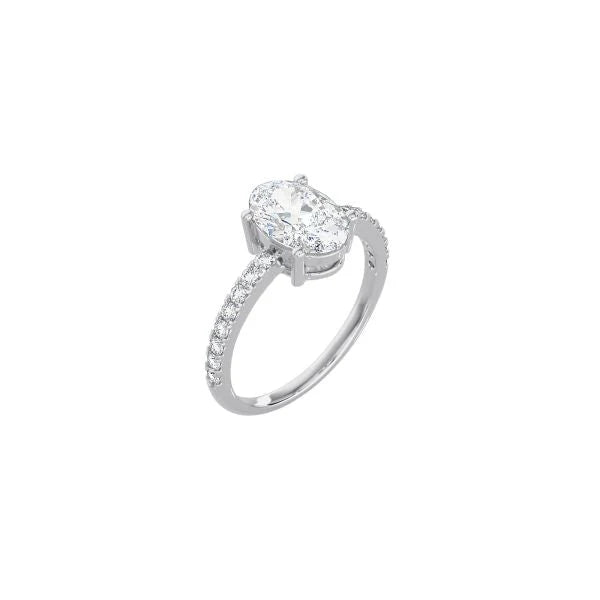 Oval Cut Contemporary Four Prong Setting with pave band WG