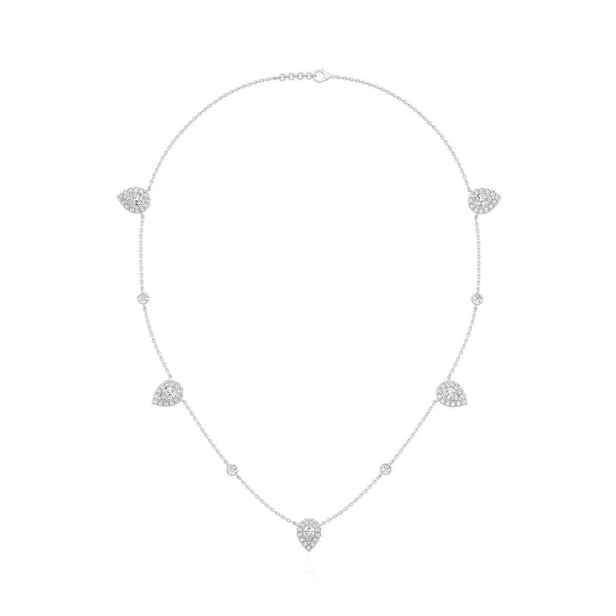 5 Pear Halo Necklace