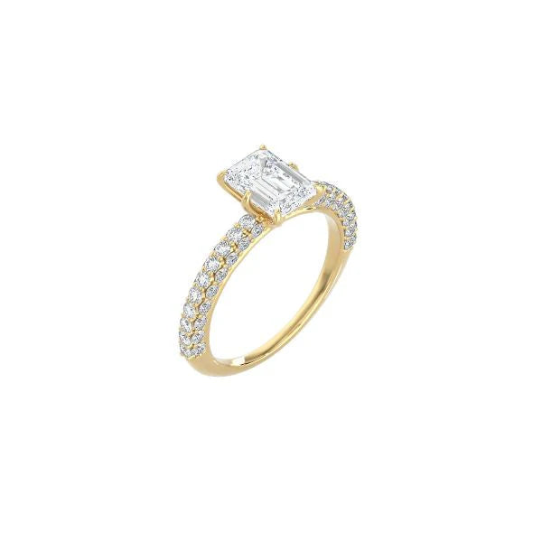 Emerald Cut Triple Row Pavé Band YG