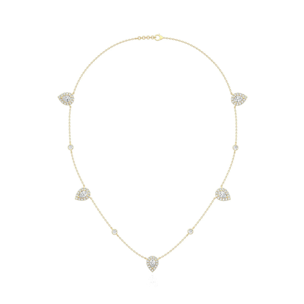 5 Pear Halo Necklace