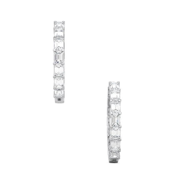 Emerald Cut Half Hoop Earrings