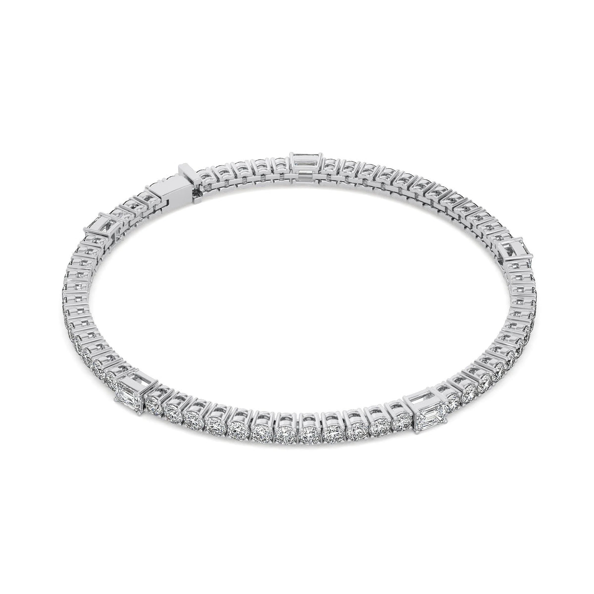 Round and Emerald Cut Tennis Bracelet