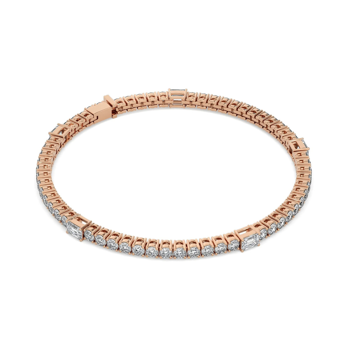 Round and Emerald Cut Tennis Bracelet