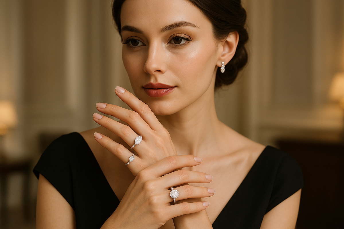 A lady with diamond rings
